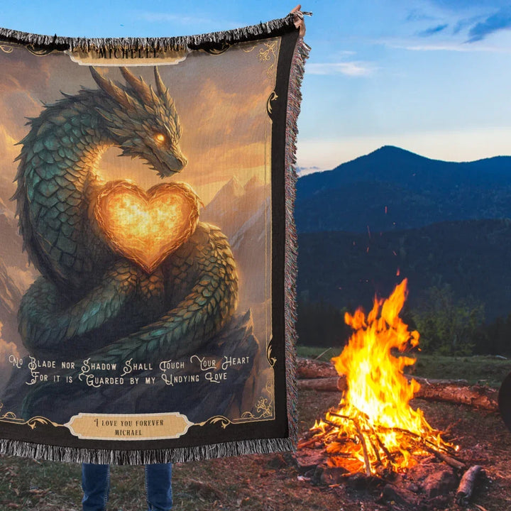 Dragon in Love #1 Personalized Heirloom Blanket