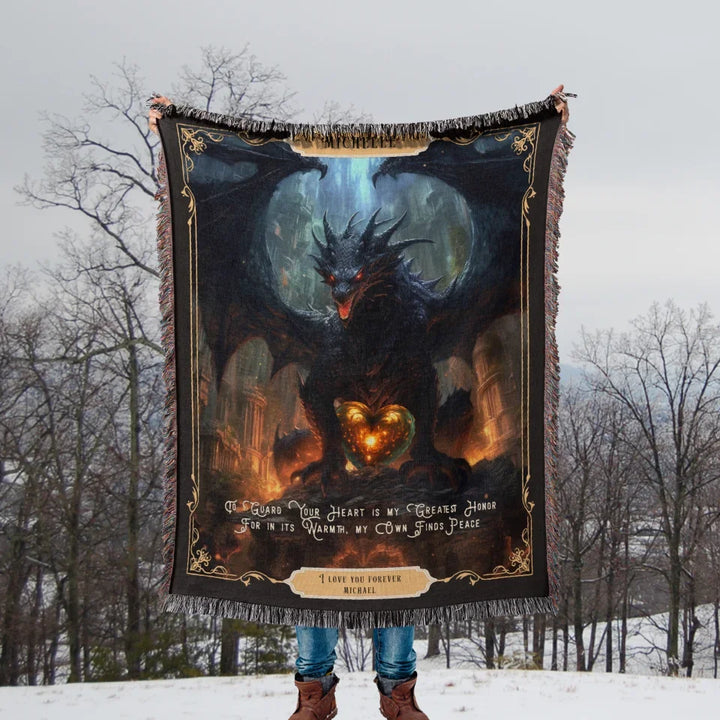 Dragon in Love #2 Personalized Heirloom Blanket