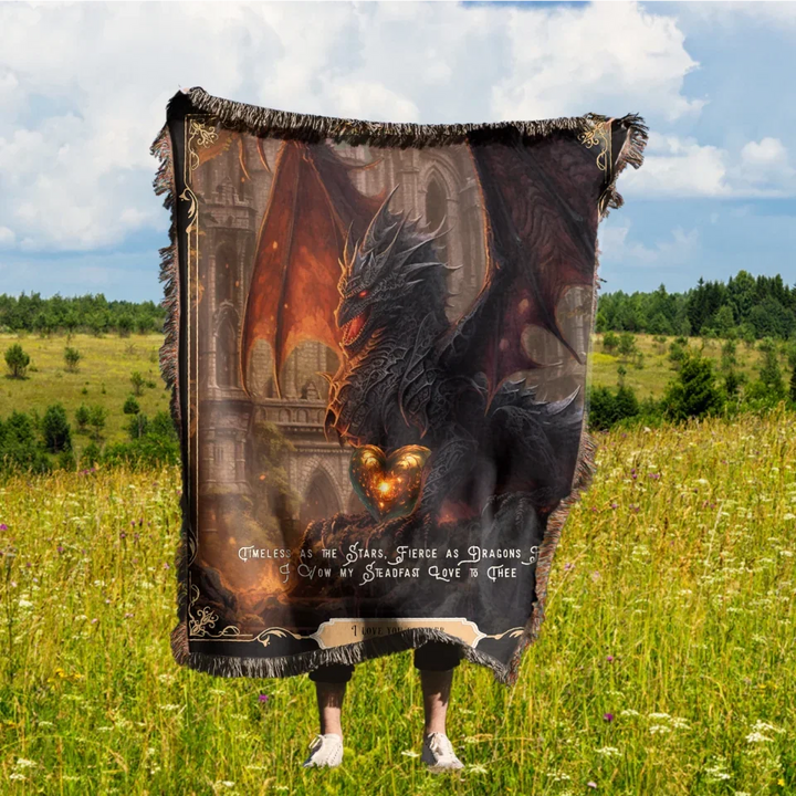 Dragon in Love #3 Personalized Heirloom Blanket