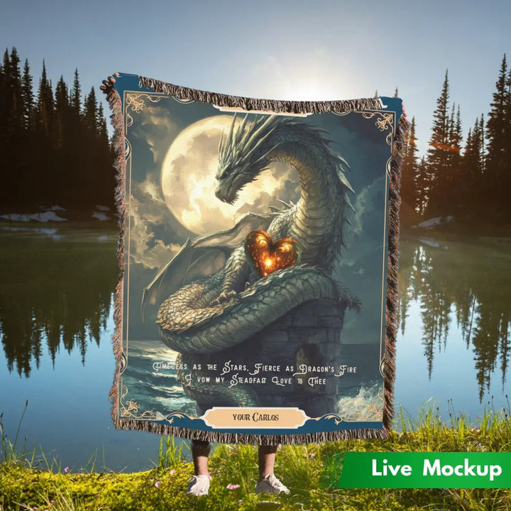 Dragon in Love #4 Personalized Heirloom Blanket