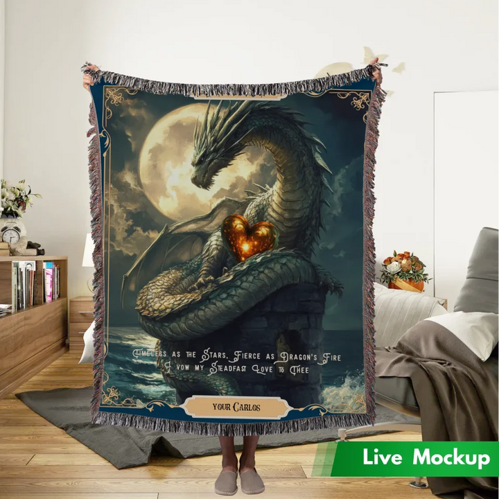 Dragon in Love #4 Personalized Heirloom Blanket