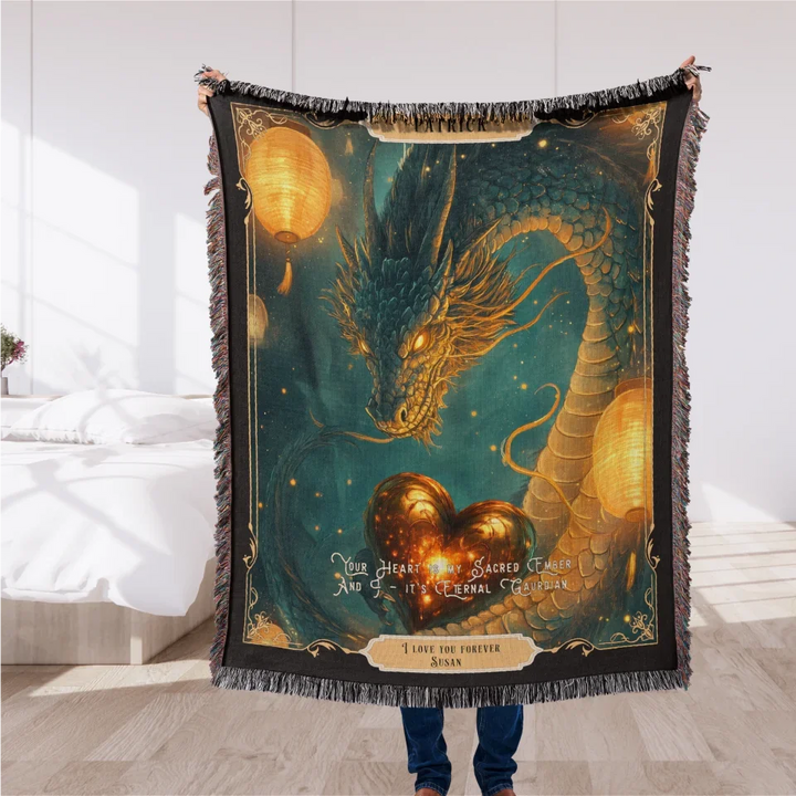 Dragon in Love #5 Personalized Heirloom Blanket