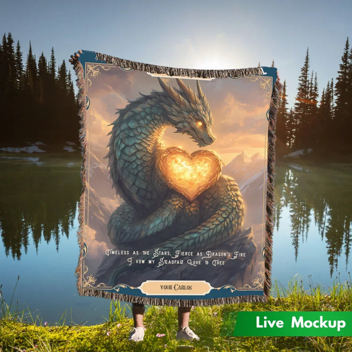 Dragon in Love #1 Personalized Heirloom Blanket