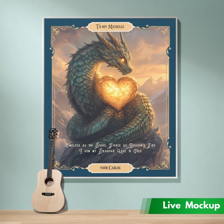 Dragon in Love #1 Personalized Heirloom Blanket