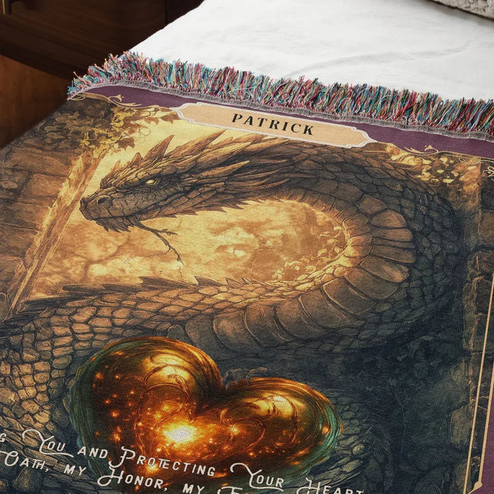 Dragon in Love #6 Personalized Heirloom Blanket