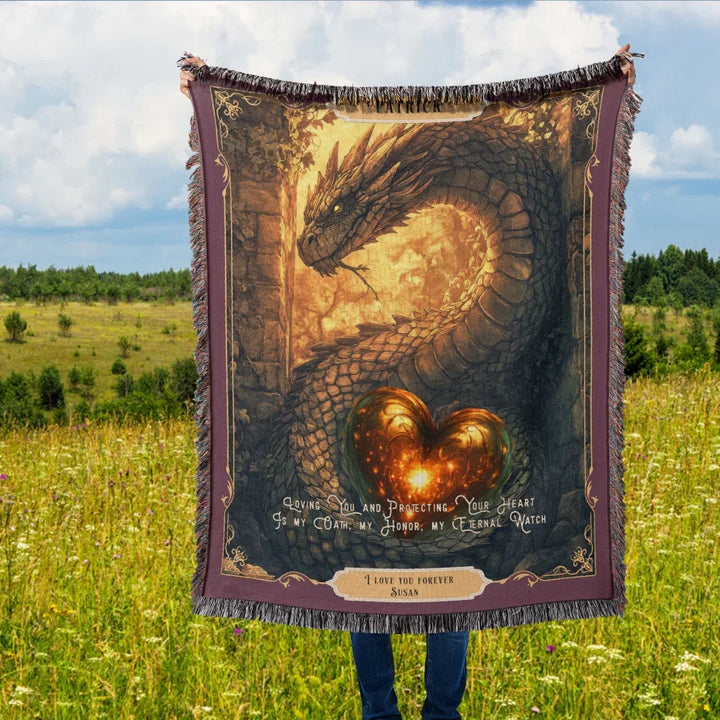 Dragon in Love #6 Personalized Heirloom Blanket