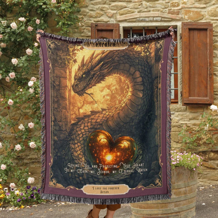 Dragon in Love #6 Personalized Heirloom Blanket