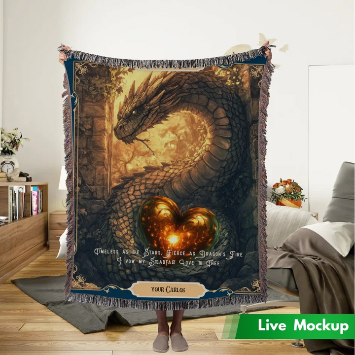 Dragon in Love #6 Personalized Heirloom Blanket