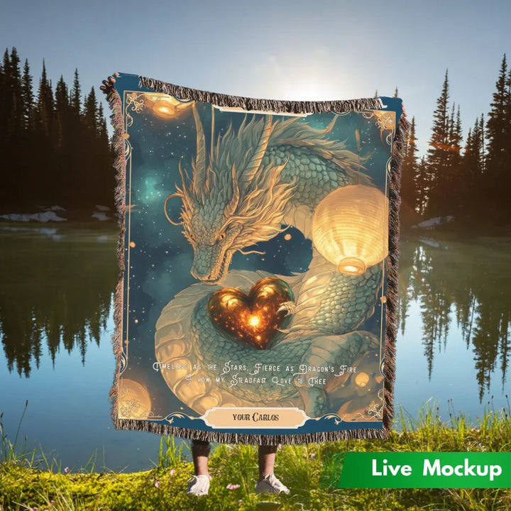 Dragon in Love #7 Personalized Heirloom Blanket