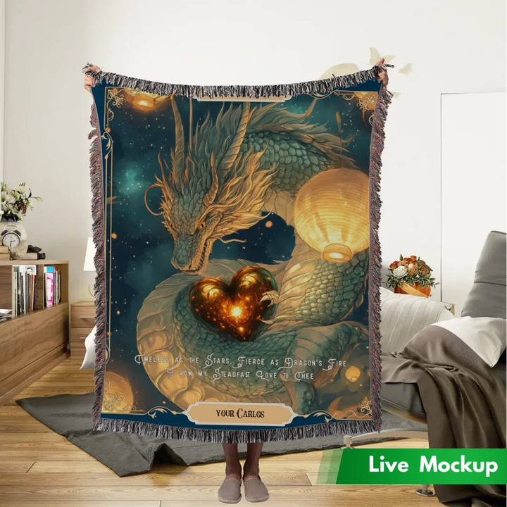 Dragon in Love #7 Personalized Heirloom Blanket