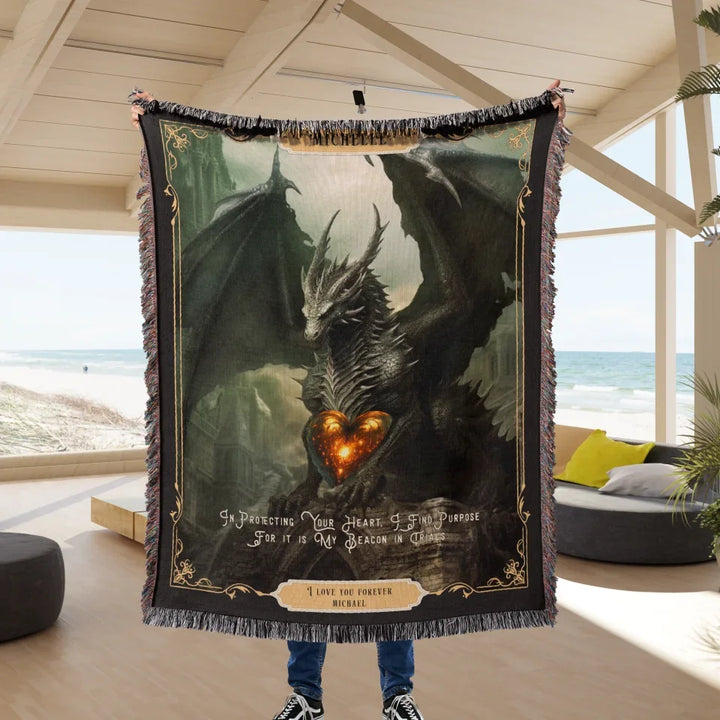 Dragon in Love #8 Personalized Heirloom Blanket