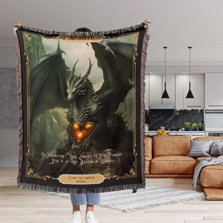 Dragon in Love #8 Personalized Heirloom Blanket