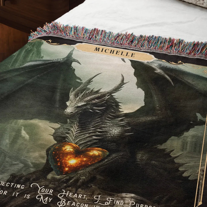 Dragon in Love #8 Personalized Heirloom Blanket