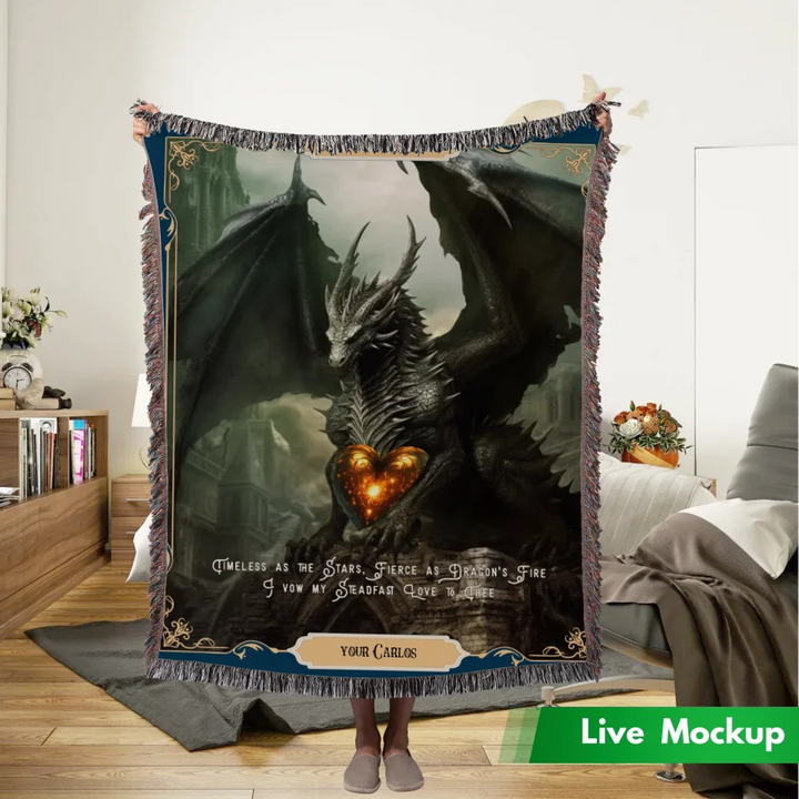 Dragon in Love #8 Personalized Heirloom Blanket