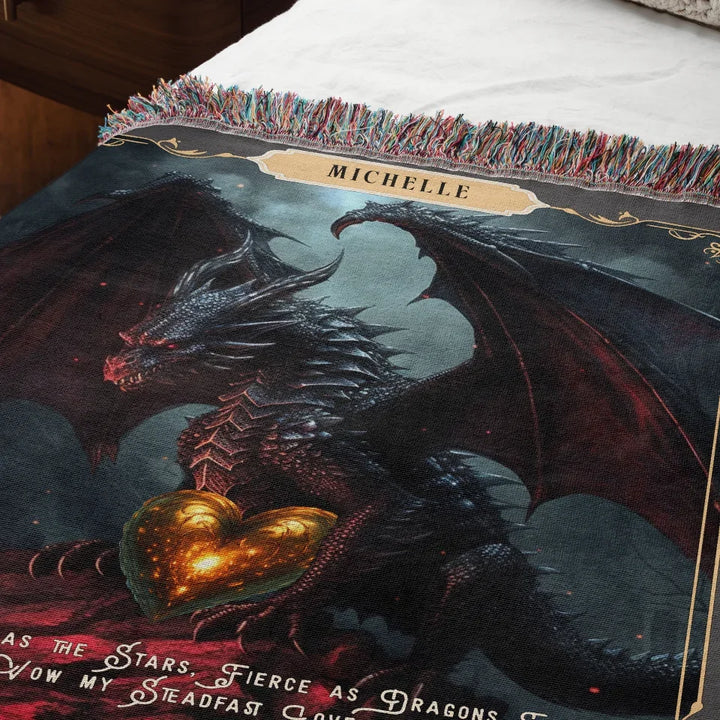 Dragon in Love #9 Personalized Heirloom Blanket