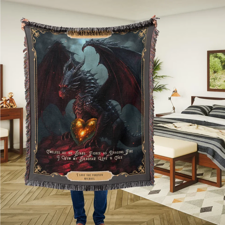 Dragon in Love #9 Personalized Heirloom Blanket