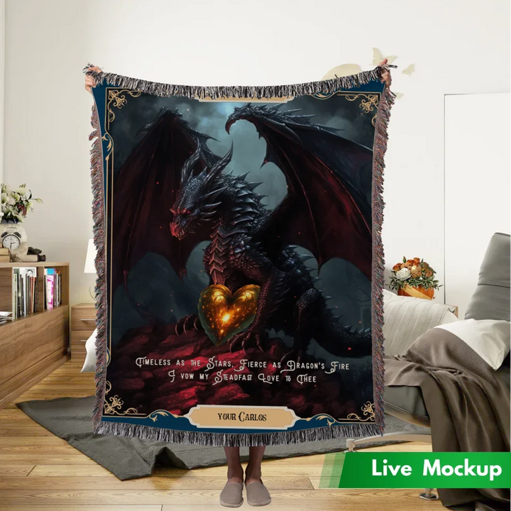 Dragon in Love #9 Personalized Heirloom Blanket