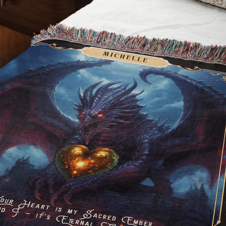 Dragon in Love #10 Personalized Heirloom Blanket