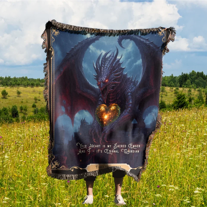 Dragon in Love #10 Personalized Heirloom Blanket