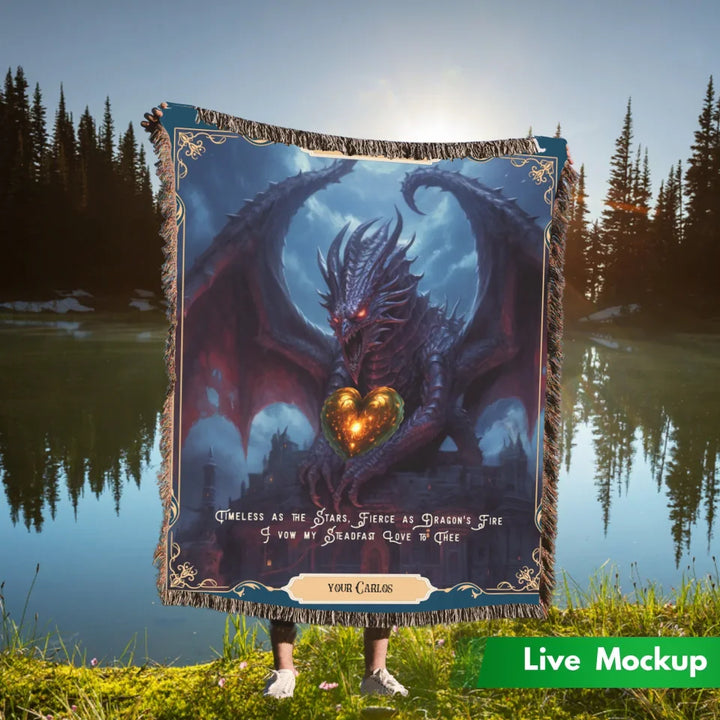 Dragon in Love #10 Personalized Heirloom Blanket