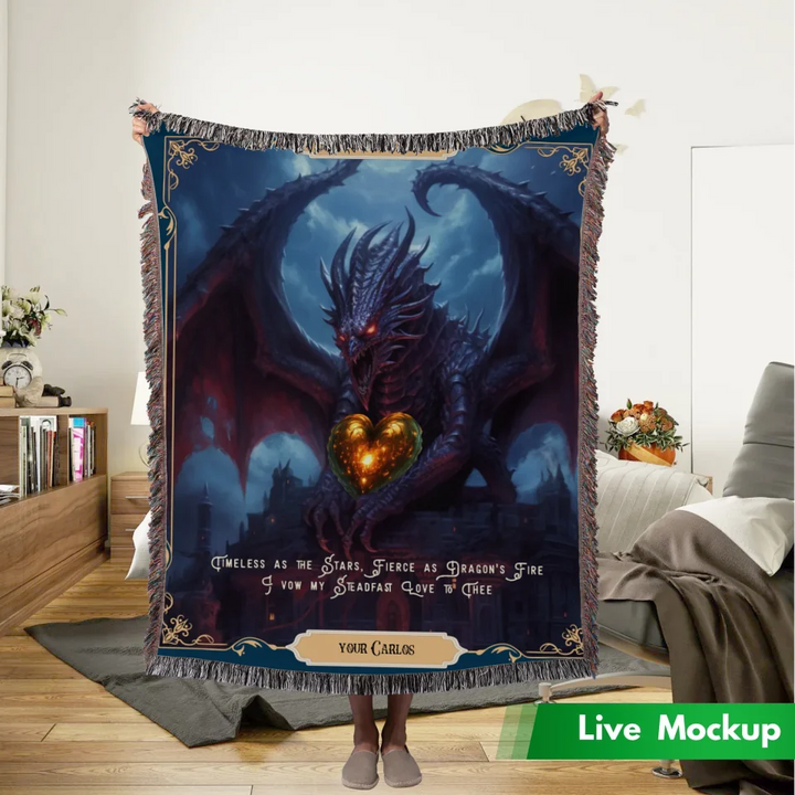 Dragon in Love #10 Personalized Heirloom Blanket