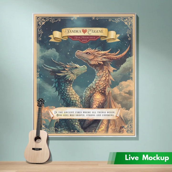 Dragon's Embrace Couples Personalized Heirloom Blanket – Starlit Devotion Edition