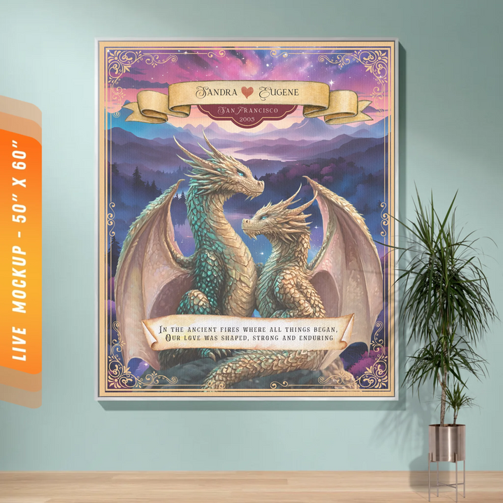 Dragon's Embrace Couples Personalized Heirloom Blanket - Love Entwined Edition
