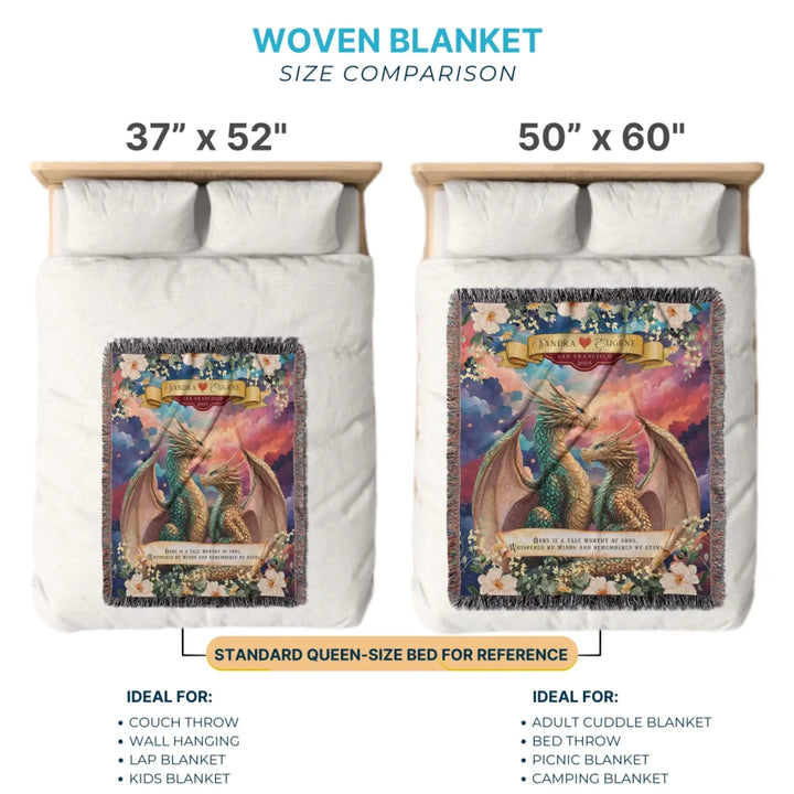 Dragon's Embrace Couples Personalized Heirloom Blanket - Love Entwined Edition