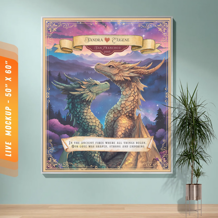 Dragon's Embrace Couples Personalized Heirloom Blanket - Serene Valley Edition