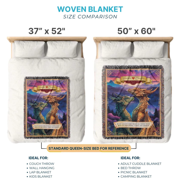 Dragon's Embrace Couples Personalized Heirloom Blanket - Serene Valley Edition