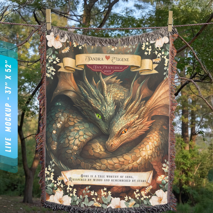 Dragon's Embrace Couples Personalized Heirloom Blanket – Soulmate Sanctuary Edition