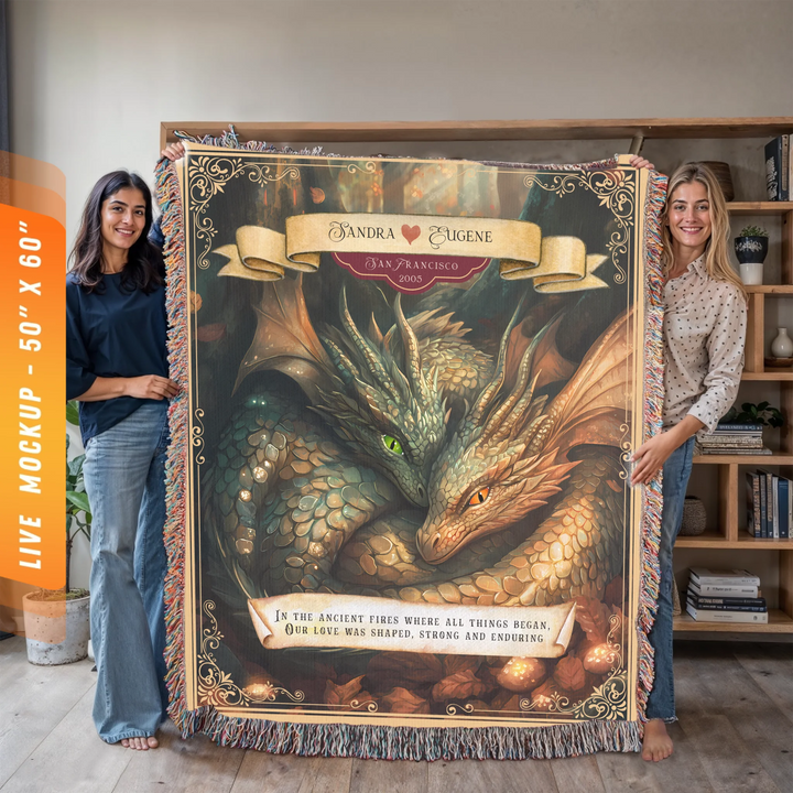 Dragon's Embrace Couples Personalized Heirloom Blanket – Soulmate Sanctuary Edition