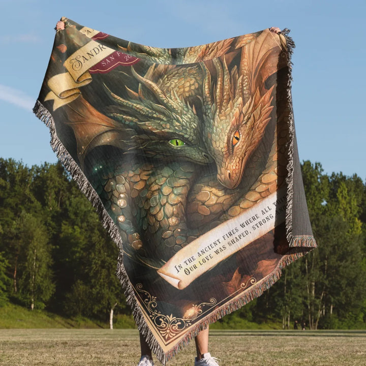 Dragon's Embrace Couples Personalized Heirloom Blanket – Soulmate Sanctuary Edition