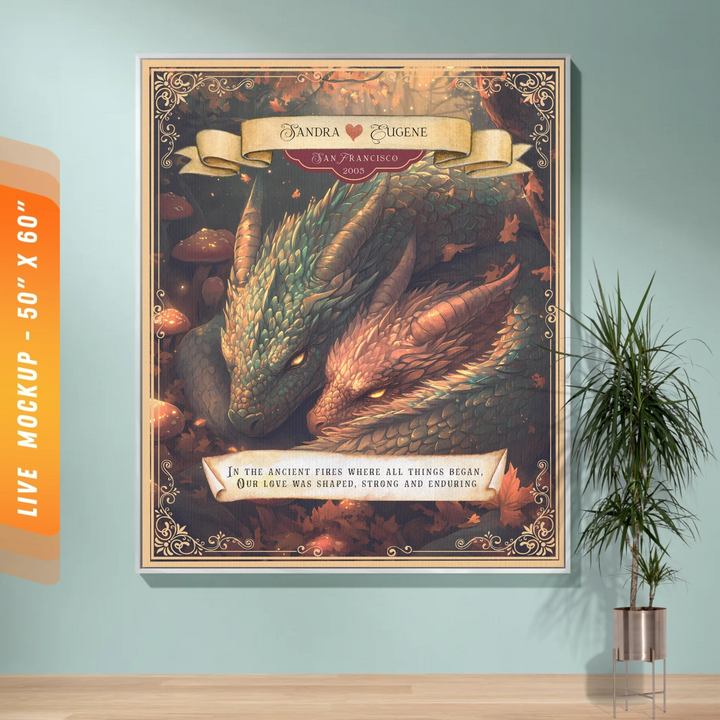 Dragon's Embrace Couples Personalized Heirloom Blanket – Autumn Flame Edition