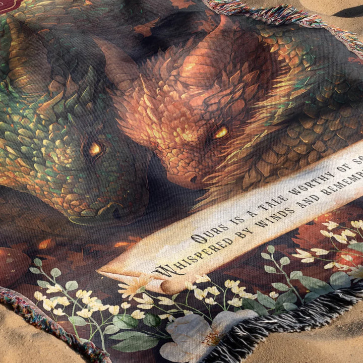 Dragon's Embrace Couples Personalized Heirloom Blanket – Autumn Flame Edition