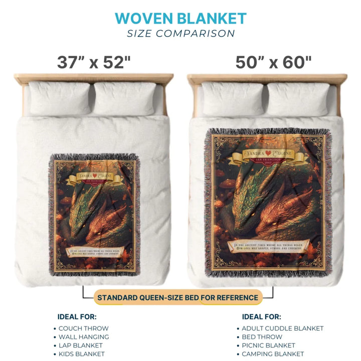 Dragon's Embrace Couples Personalized Heirloom Blanket – Autumn Flame Edition