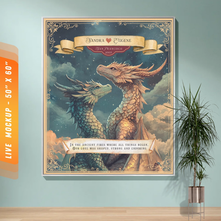 Dragon's Embrace Couples Personalized Heirloom Blanket – Starlit Devotion Edition