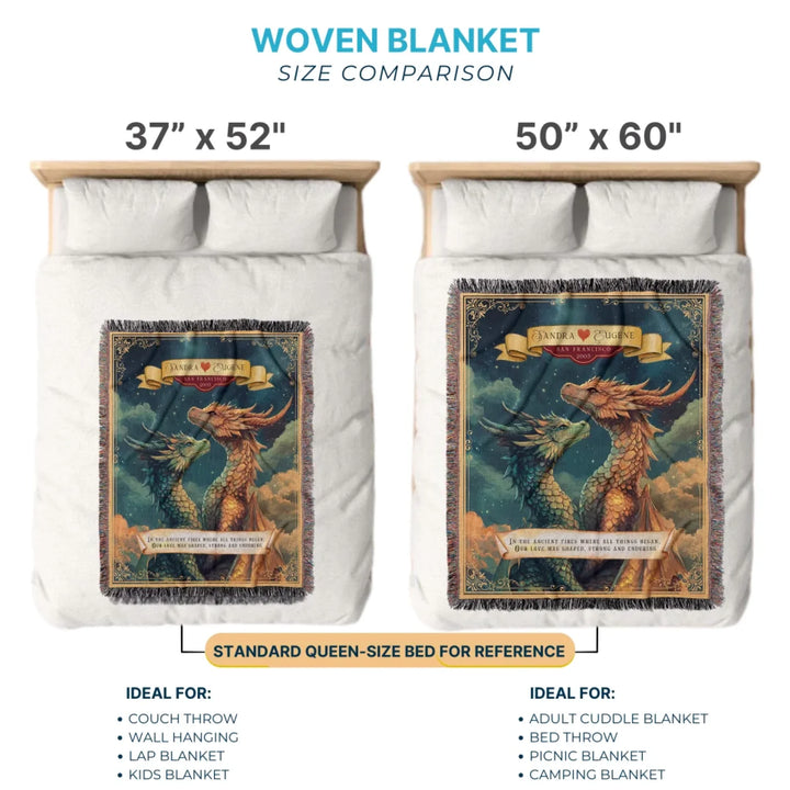 Dragon's Embrace Couples Personalized Heirloom Blanket – Starlit Devotion Edition