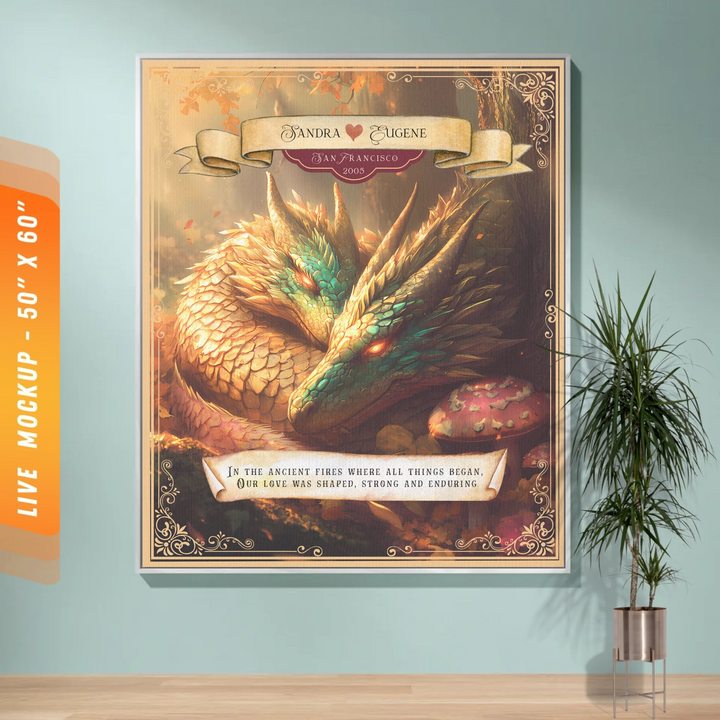 Dragon's Embrace Couples Personalized Heirloom Blanket - Guardian's Rest Edition