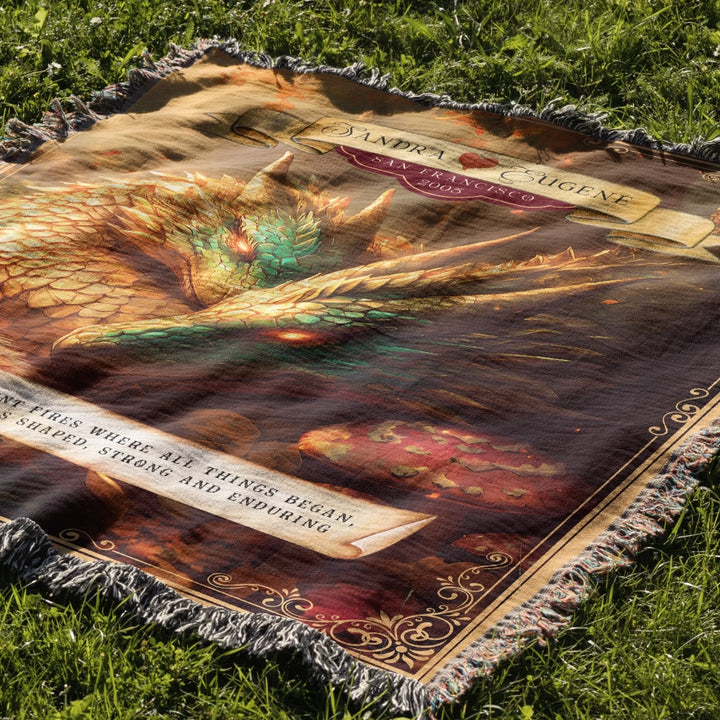 Dragon's Embrace Couples Personalized Heirloom Blanket - Guardian's Rest Edition