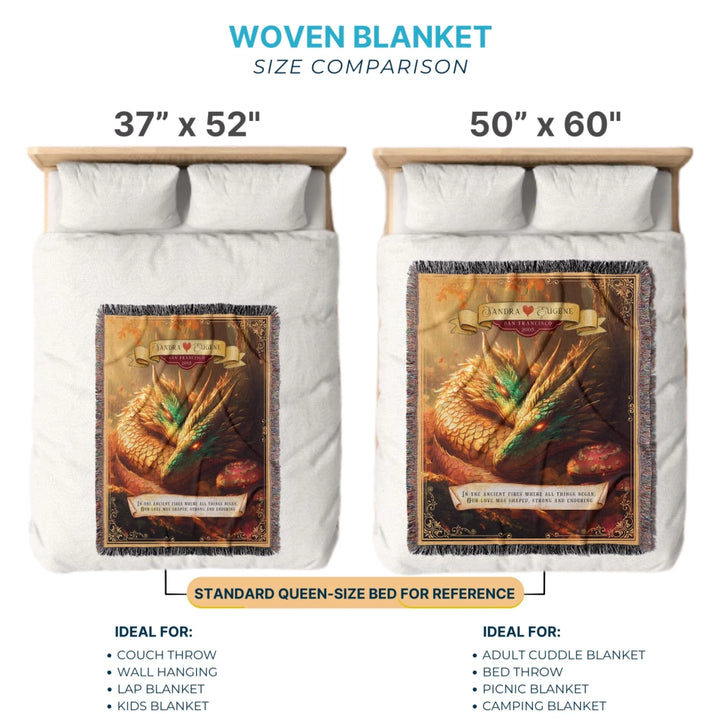 Dragon's Embrace Couples Personalized Heirloom Blanket - Guardian's Rest Edition