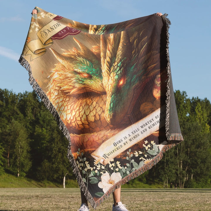 Dragon's Embrace Couples Personalized Heirloom Blanket - Guardian's Rest Edition