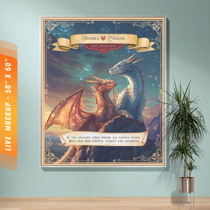Dragon's Embrace Couples Personalized Heirloom Blanket - Love in the Stars Edition