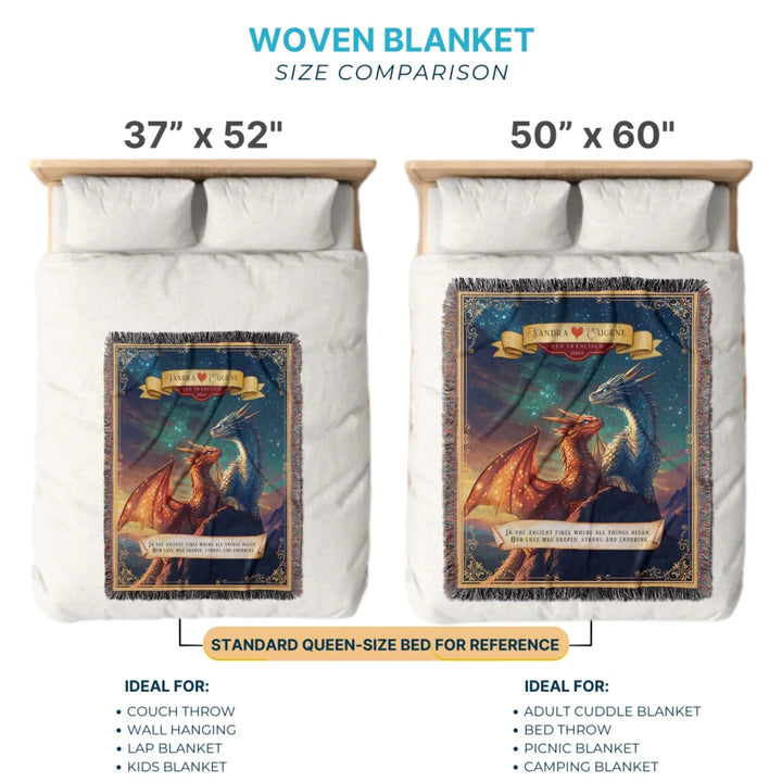 Dragon's Embrace Couples Personalized Heirloom Blanket - Love in the Stars Edition
