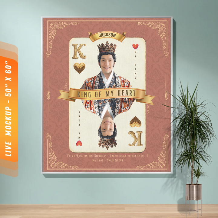 King of My Heart Playing Card Personalized Heirloom Blanket - Asian Aristocracy