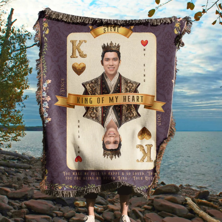 King of My Heart Playing Card Personalized Heirloom Blanket - Asian Aristocracy