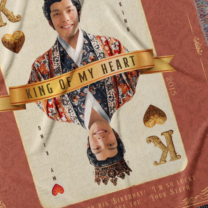 King of My Heart Playing Card Personalized Heirloom Blanket - Asian Aristocracy