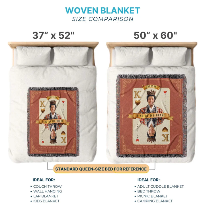 King of My Heart Playing Card Personalized Heirloom Blanket - Asian Aristocracy