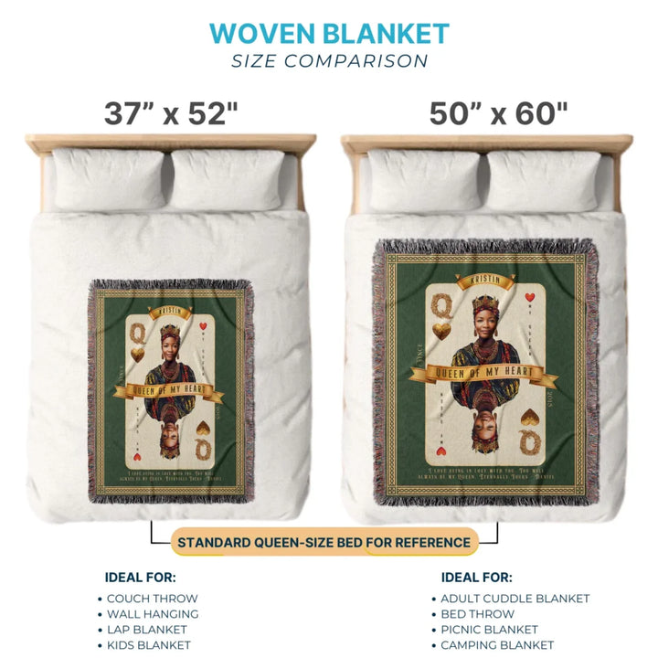 Queen of My Heart Playing Card Personalized Heirloom Blanket - African Royalty