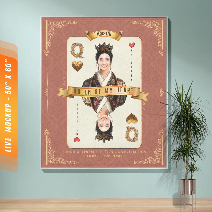 Queen of My Heart Playing Card Personalized Heirloom Blanket - Asian Aristocracy